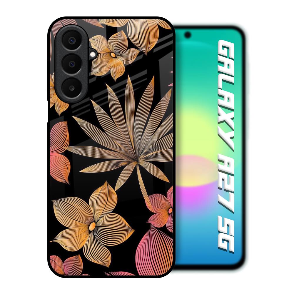 Lines Pattern Flowers Samsung Galaxy A27 5G Glass Back Cover Online