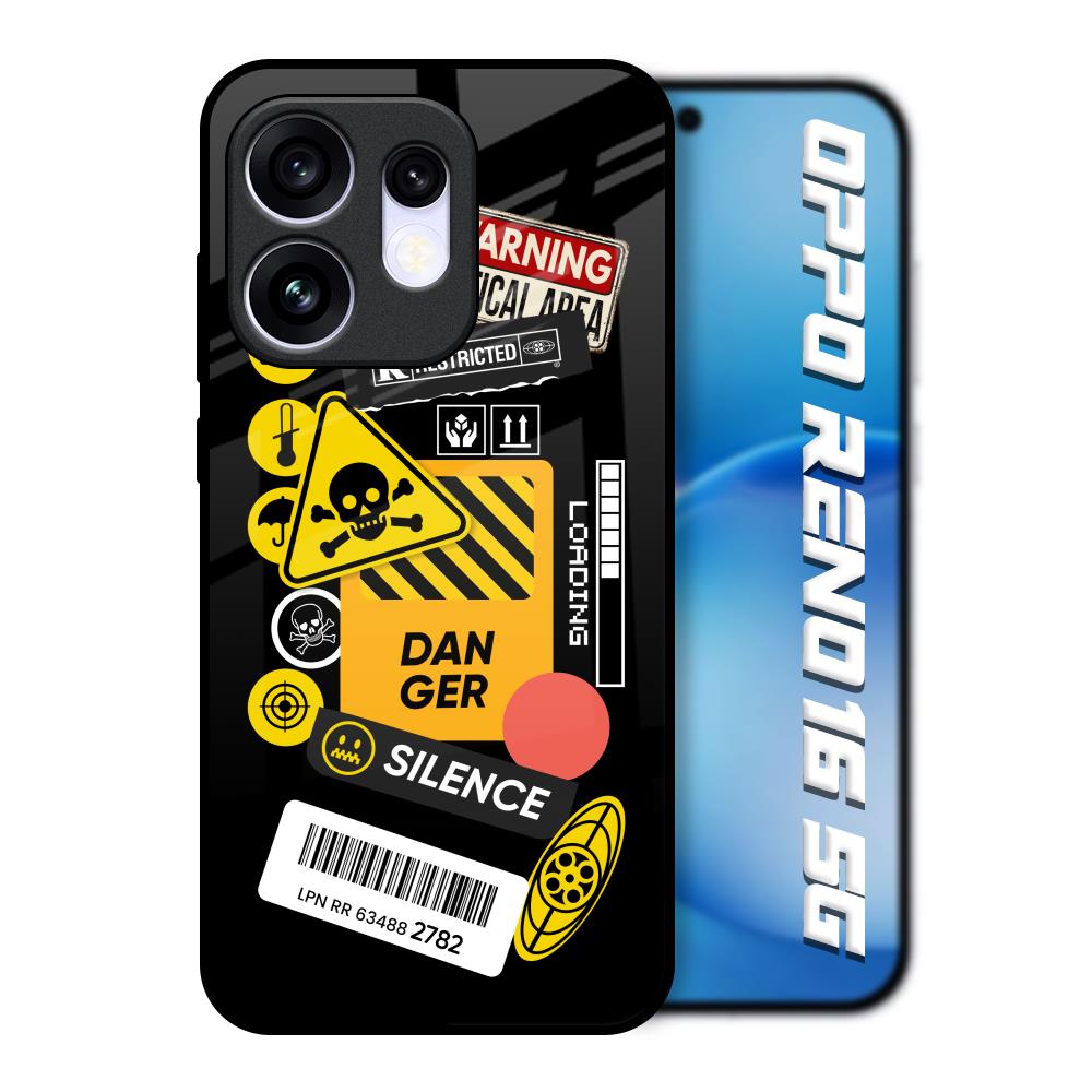 Danger Signs Oppo Reno16 5G Glass Back Cover Online
