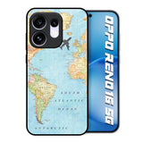 Travel Map Oppo Reno16 5G Glass Back Cover Online