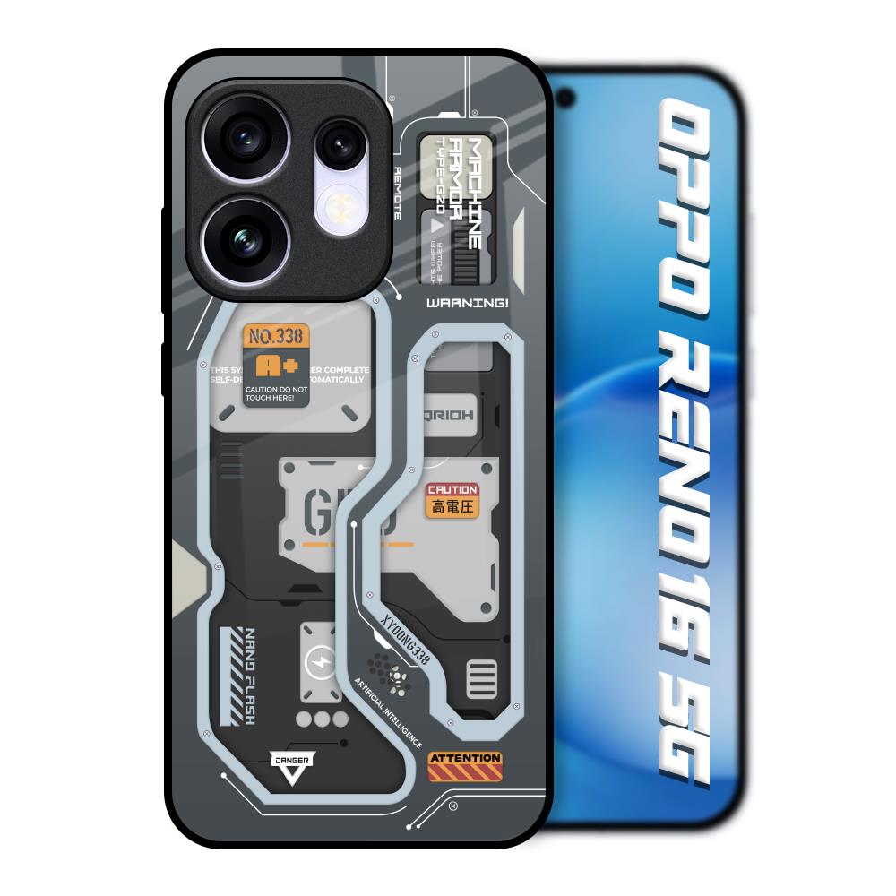 Retro Futuristic Oppo Reno16 5G Glass Back Cover Online