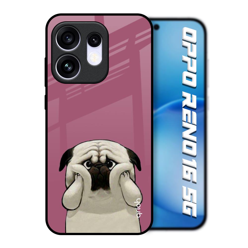 Funny Pug Face Oppo Reno16 5G Glass Back Cover Online