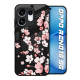 Black Cherry Blossom Oppo Reno16 5G Glass Back Cover Online