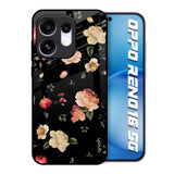 Black Spring Floral Oppo Reno16 5G Glass Back Cover Online