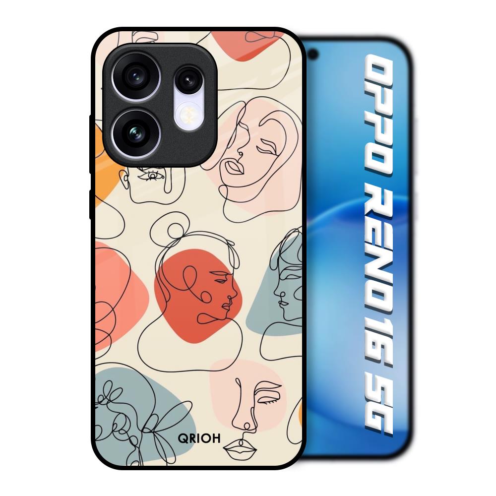 Abstract Faces Oppo Reno16 5G Glass Back Cover Online