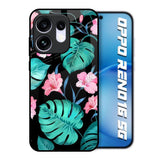 Tropical Leaves & Pink Flowers Oppo Reno16 5G Glass Back Cover Online