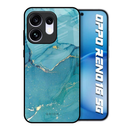 Blue Golden Glitter Oppo Reno16 5G Glass Back Cover Online
