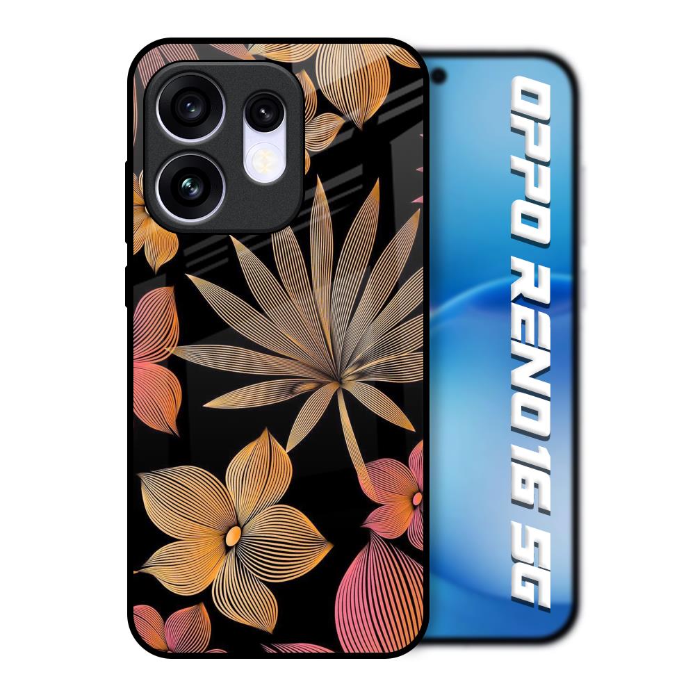 Lines Pattern Flowers Oppo Reno16 5G Glass Back Cover Online