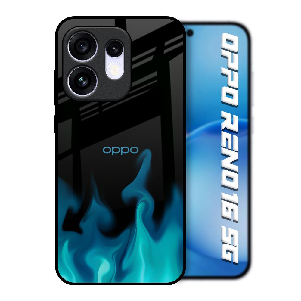 Teal Flames Oppo Reno16 5G Glass Back Cover Online