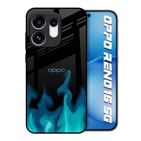 Teal Flames Oppo Reno16 5G Glass Back Cover Online