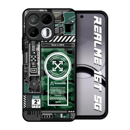 Green Camo Circuit Realme 16T 5G Glass Back Cover Online
