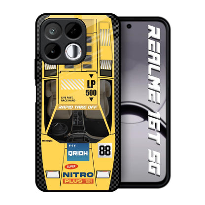 Yellow Racing Car Realme 16T 5G Glass Back Cover Online