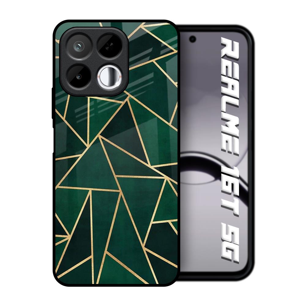 Abstract Green Realme 16T 5G Glass Back Cover Online