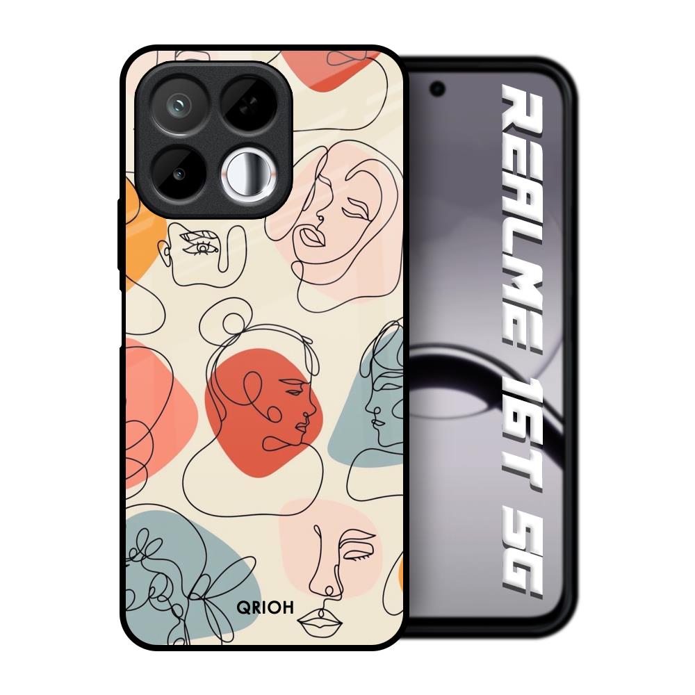 Abstract Faces Realme 16T 5G Glass Back Cover Online