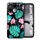 Tropical Leaves & Pink Flowers Realme 16T 5G Glass Back Cover Online