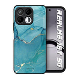 Blue Golden Glitter Realme 16T 5G Glass Back Cover Online
