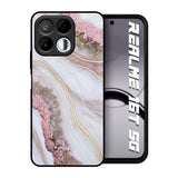 Pink & Gold Gllitter Marble Realme 16T 5G Glass Back Cover Online