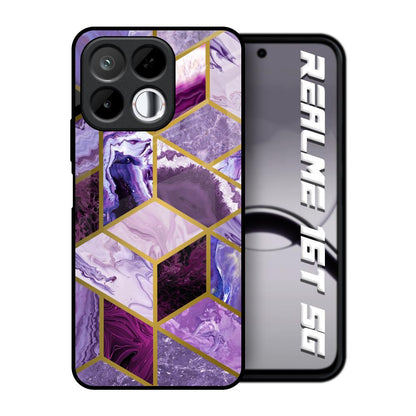 Purple Rhombus Marble Realme 16T 5G Glass Back Cover Online