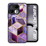 Purple Rhombus Marble Realme 16T 5G Glass Back Cover Online