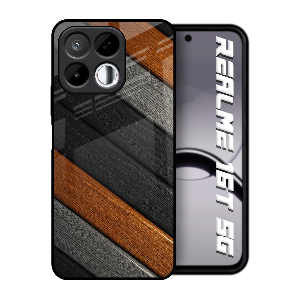 Tri Color Wood Realme 16T 5G Glass Back Cover Online