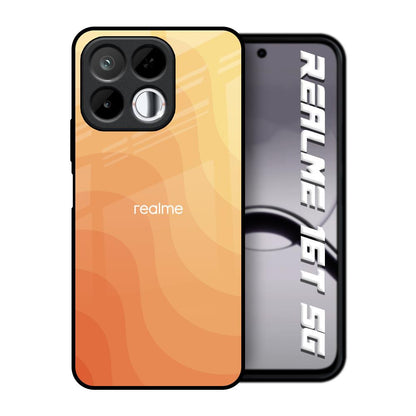 Orange Curve Pattern Realme 16T 5G Glass Back Cover Online