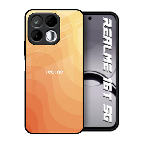 Orange Curve Pattern Realme 16T 5G Glass Back Cover Online