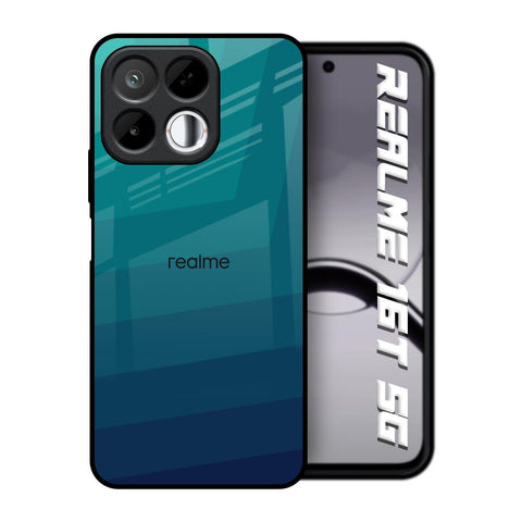 Green Triangle Pattern Realme 16T 5G Glass Back Cover Online