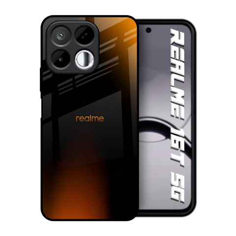 Orange Black Fusion Realme 16T 5G Glass Back Cover Online