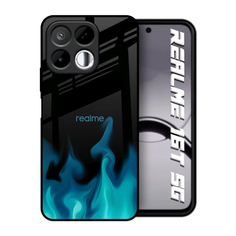 Teal Flames Realme 16T 5G Glass Back Cover Online