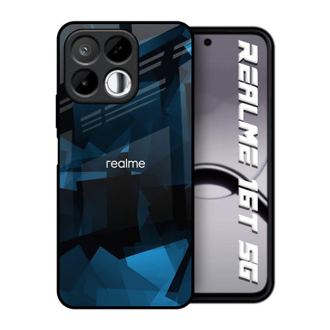 Polygonal Blue Box Realme 16T 5G Glass Back Cover Online