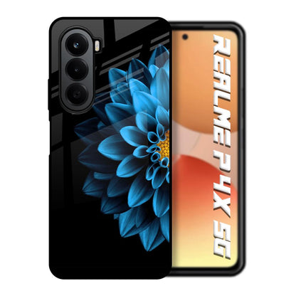Half Blue Flower Realme P4x 5G Glass Back Cover Online
