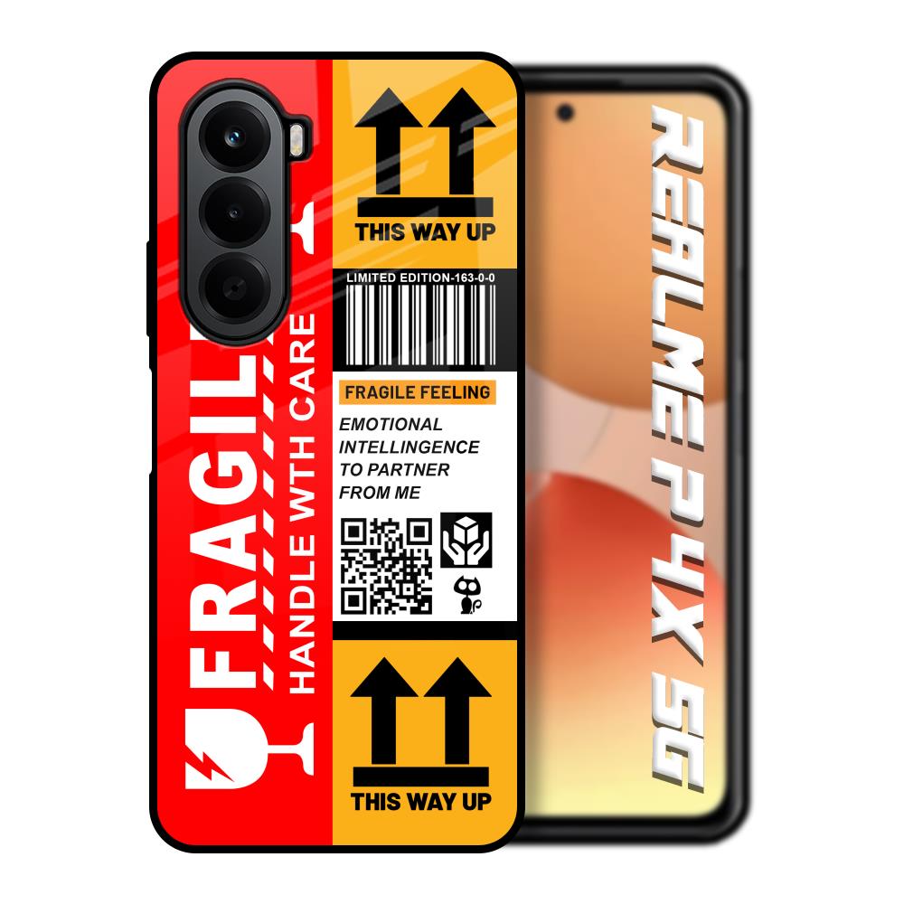 Handle With Care Realme P4x 5G Glass Back Cover Online