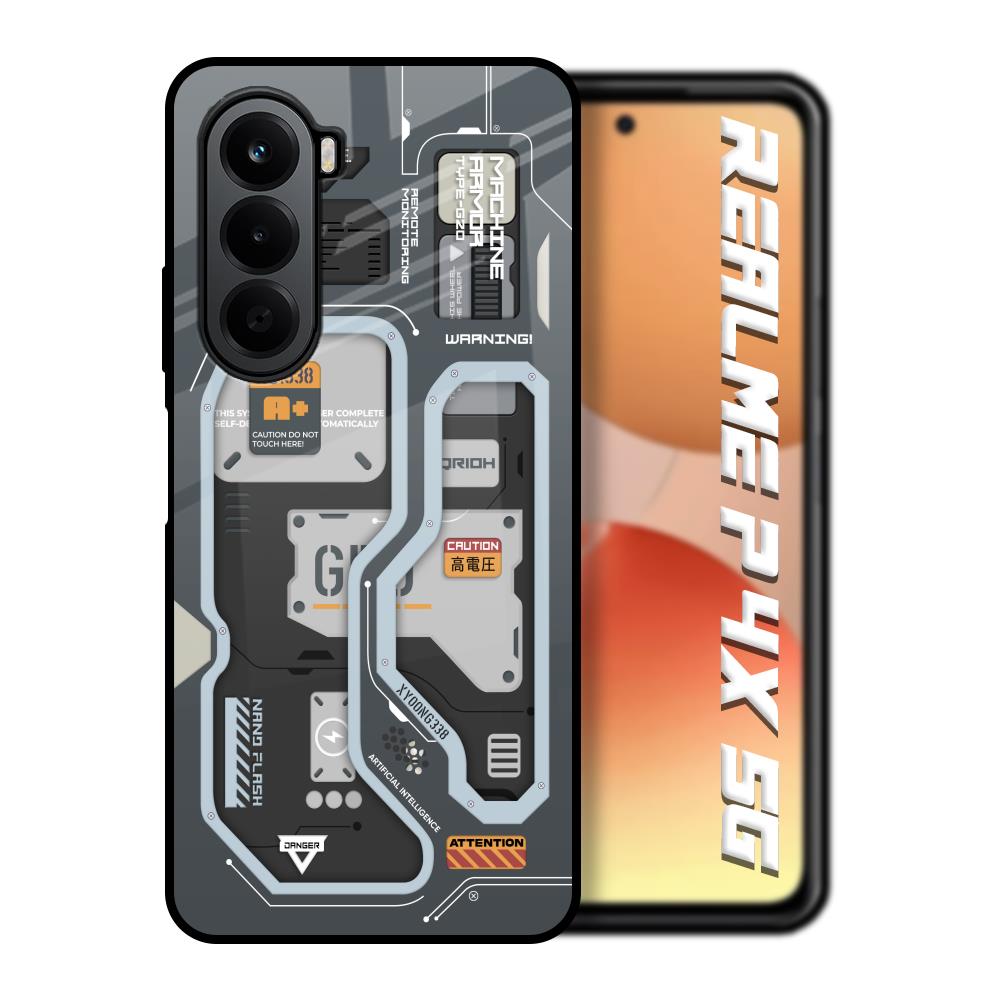 Retro Futuristic Realme P4x 5G Glass Back Cover Online