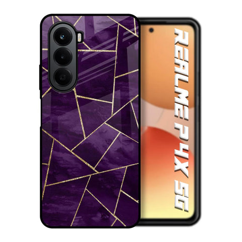 Geometric Purple Realme P4x 5G Glass Back Cover Online
