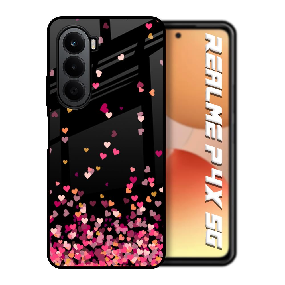 Heart Rain Fall Realme P4x 5G Glass Back Cover Online