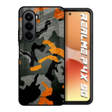 Camouflage Orange Realme P4x 5G Glass Back Cover Online