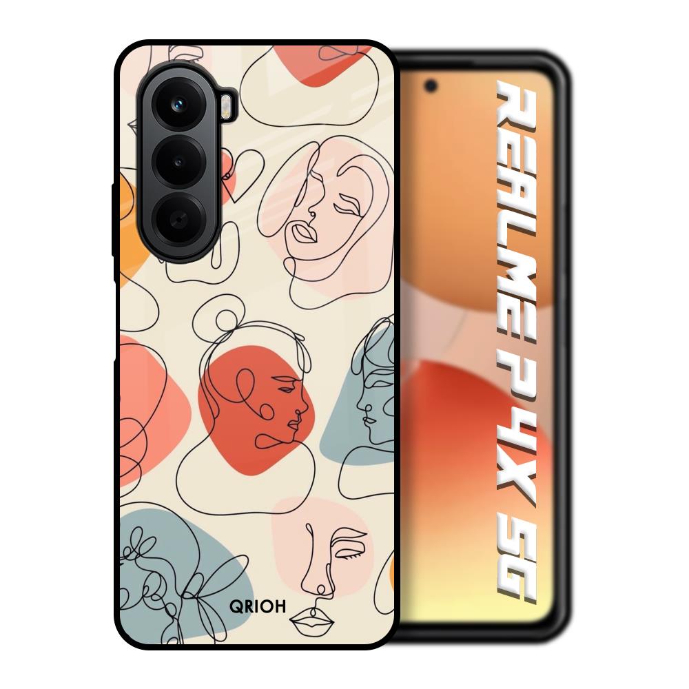 Abstract Faces Realme P4x 5G Glass Back Cover Online