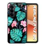 Tropical Leaves & Pink Flowers Realme P4x 5G Glass Back Cover Online