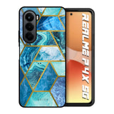 Turquoise Geometrical Marble Realme P4x 5G Glass Back Cover Online