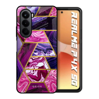 Electroplated Geometric Marble Realme P4x 5G Glass Back Cover Online