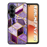 Purple Rhombus Marble Realme P4x 5G Glass Back Cover Online