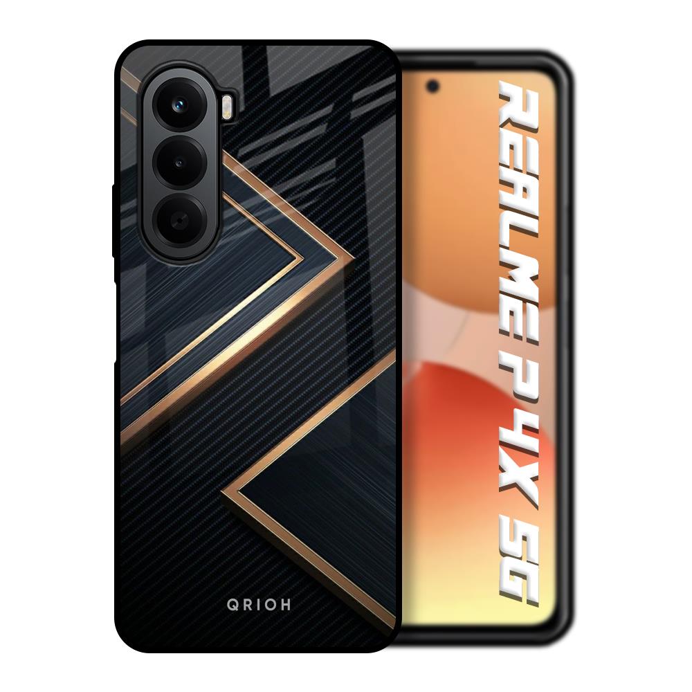 Sleek Golden & Navy Realme P4x 5G Glass Back Cover Online