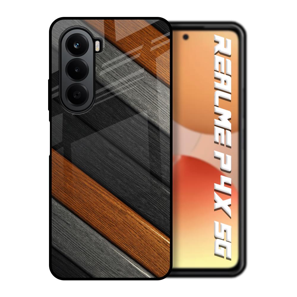 Tri Color Wood Realme P4x 5G Glass Back Cover Online