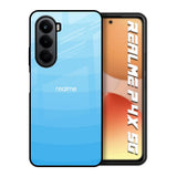Wavy Blue Pattern Realme P4x 5G Glass Back Cover Online