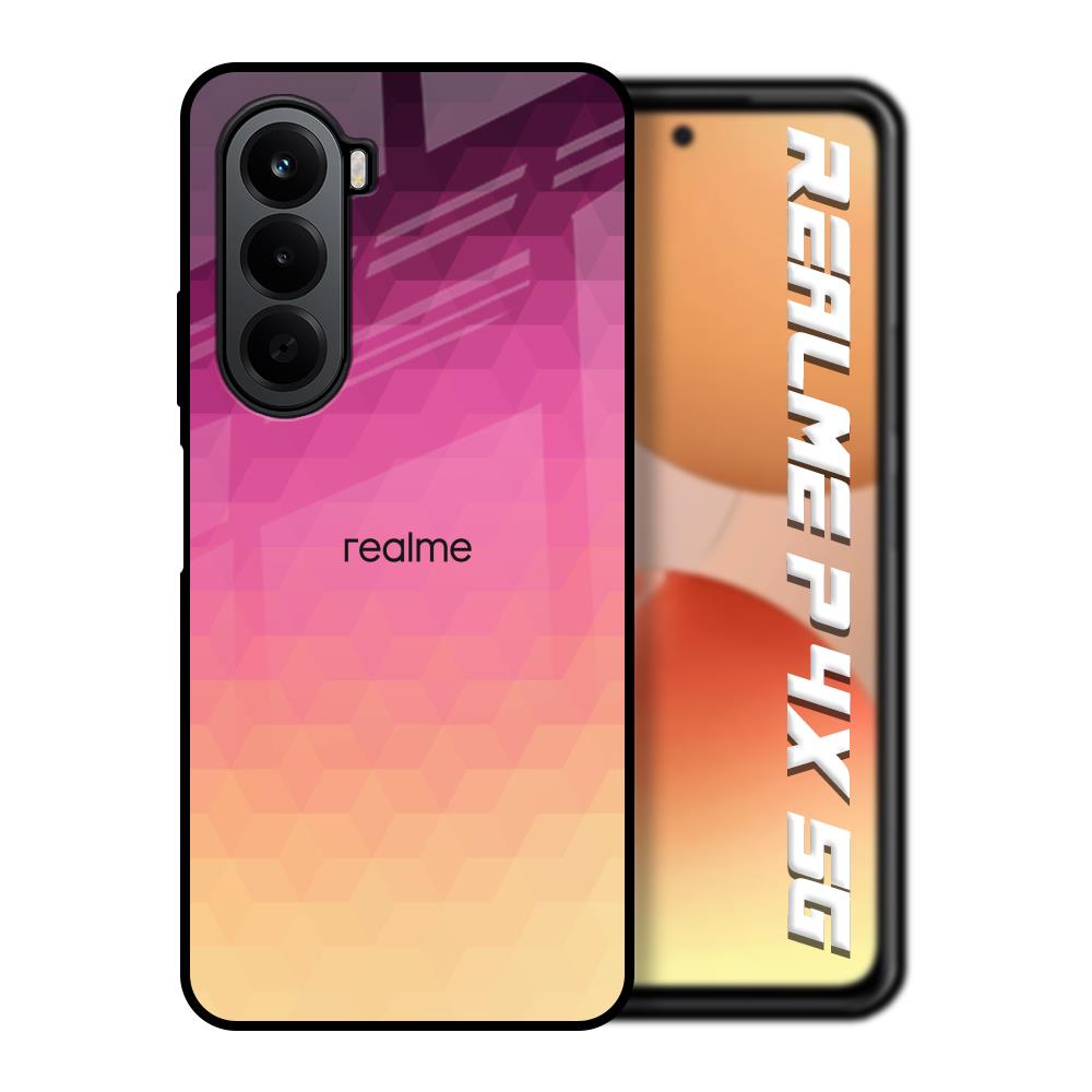 Geometric Pink Diamond Realme P4x 5G Glass Back Cover Online