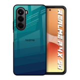 Green Triangle Pattern Realme P4x 5G Glass Back Cover Online