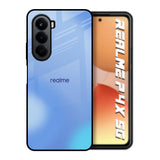 Vibrant Blue Texture Realme P4x 5G Glass Back Cover Online