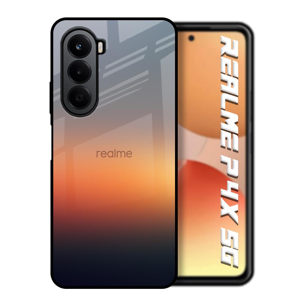 Aesthetic Orange Realme P4x 5G Glass Back Cover Online