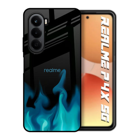 Teal Flames Realme P4x 5G Glass Back Cover Online