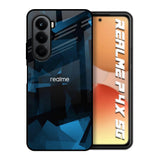 Polygonal Blue Box Realme P4x 5G Glass Back Cover Online
