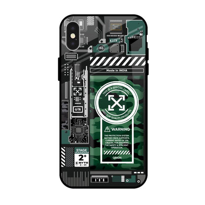 Green Camo Circuit iPhone X Glass Back Cover Online